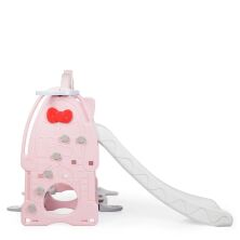 Дитяча пластикова гірка-гойдалка BAMBI HK5018-2A Hello Kitty з баскетбольним кільцем / рожево-сіра*