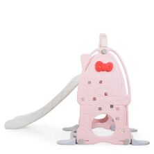 Дитяча пластикова гірка-гойдалка BAMBI HK5018-2A Hello Kitty з баскетбольним кільцем / рожево-сіра*