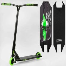 Трюковий двоколісний самокат Best Scooter МТ-60611 "FEAR" SCS-система ПЕГИ Алюмінієвий диск і дека / зелений