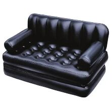 Надувний двоспальний велюровий матрац BESTWAY 75056 Диван розкладний трансформер з насосом/188-152-64 см