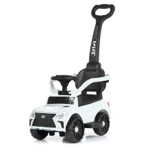 Машина каталка-толокар з батьків.ручкою 2в1 M 4809L-1 Електромобіль на EVA колесах / шкіряне сидіння / білий