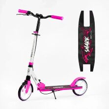 Складаний двоколісний самокат Best Scooter 42011 SHARK з ручним гальмом і амортизатором. Для дівчинки рожевий