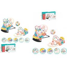 Музичний Килимок для немовляти 2в1 608-92-93 Шезлонг з дугою з підвісками / 2 кольори