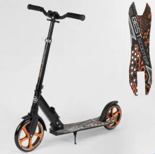 Двоколісний Самокат складаний Best Scooter 34750 з амортизатором / затискач керма / колір чорний
