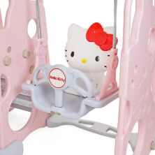 Дитяча пластикова гірка-гойдалка BAMBI HK5018-2B Hello Kitty з баскетбольним кільцем / рожево-сіра**