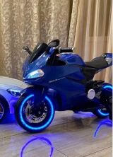 Дитячий електромобіль мотоцикл Bambi Racer M 4104EL-4 світло коліс синій **