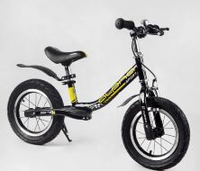 Беговел (велобіг від) дитячий колеса 12 дюймів надувні Corso "Alpha Sport" 10631 з ручним гальмом / чорно-жовтий