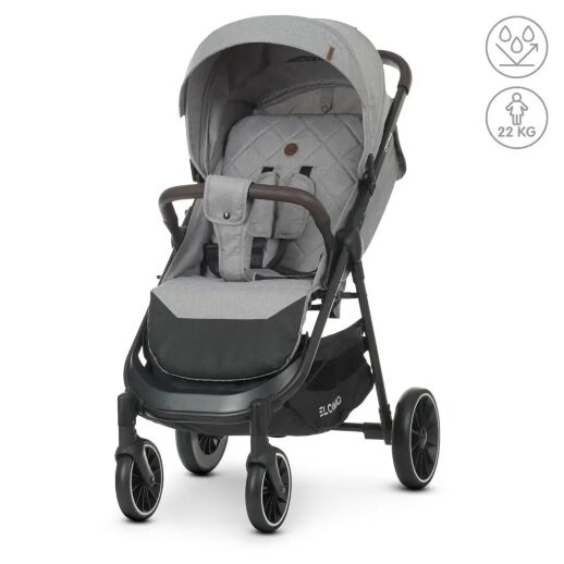 Коляска дитяча прогулянкова EL CAMINO OPTIMA ME 1083 Mirage Gray з дощовиком і москітною сіткою /ЛОН сіра
