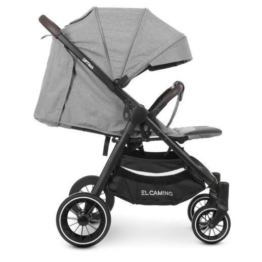 Коляска дитяча прогулянкова EL CAMINO OPTIMA ME 1083 Mirage Gray з дощовиком і москітною сіткою /ЛОН сіра