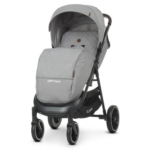 Коляска дитяча прогулянкова EL CAMINO OPTIMA ME 1083 Mirage Gray з дощовиком і москітною сіткою /ЛОН сіра