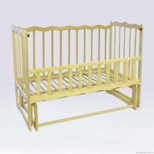 Кроватка деревянная маятник - откидной бортик "Волна" ольха - цвет слонова кость