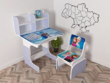 Дитяча регульована парта зі стільчиком Растишка Bambi 111 "Автомобіль БМВ" біло-блакитна для хлопчика