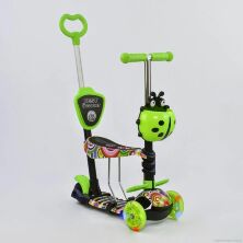 Самокат 5 в 1 триколісний 33650 Best Scooter Божа корівка абстракція салатовий