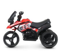 Дитячий електромобіль мотоцикл ТРИЦИКЛ Bambi M 4826L-3 зі шкіряним сидінням на пластикових колесах / червоний