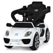 Дитяча каталка-толокар машина електромобіль 2 в 1 M 3592L-1 біла з батьківською ручкою **