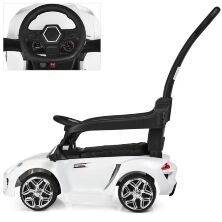 Дитяча каталка-толокар машина електромобіль 2 в 1 M 3592L-1 біла з батьківською ручкою **