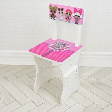 Дитяча парта зі стільчиком HB-301-8(UA) регульована по висоті Ляльки LOL біла