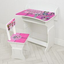 Дитяча парта зі стільчиком HB-301-8(UA) регульована по висоті Ляльки LOL біла