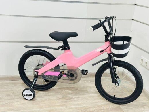 Дитячий двоколісний магнієвий велосипед 14 дюймів Maraton CRUISER M02 з кошиком рожевий