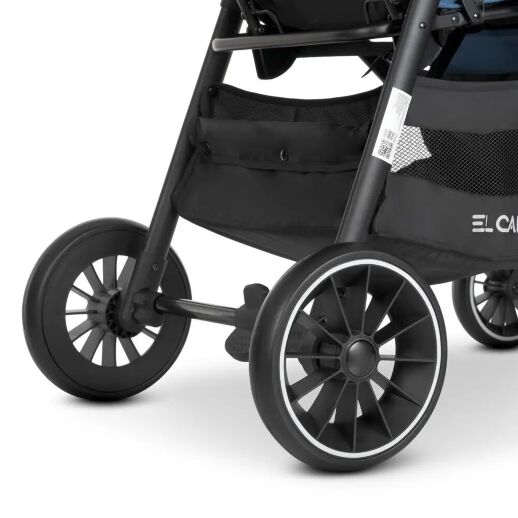 Коляска дитяча прогулянкова EL CAMINO OPTIMA ME 1083 Navy Blue з дощовиком і москітною сіткою /ЛОН блакитна