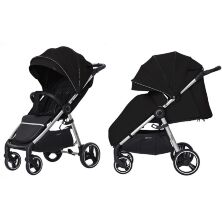 Прогулянковий дитячий візок CARRELLO Pulse CRL-5507 Leather Black з дощовиком / КОЛЯСКА дитяча чорна