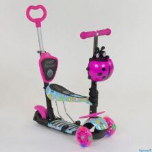Самокат 5 в 1 триколісний 26901 Best Scooter Божа корівка абстракція рожевий