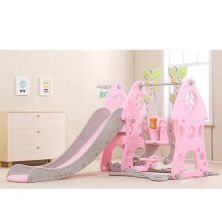Дитяча гірка-гойдалка BAMBI SLW-G-6-8 баскетбольне кільце бежево-рожевий пластикова**
