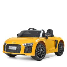 Дитячий електромобіль Audi M 3449EBLR-6 шкіряне сидіння, амортизатори, МР3, USB / жовтий
