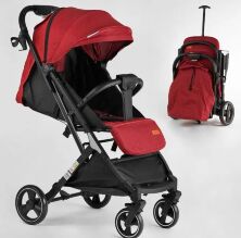 Прогулянковий дитячий візок JOY Comfort L-52304 з телескопічною ручкою та підстаканником / КОЛЯСКА червона
