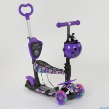 Самокат 5 в 1 триколісний 19870 Best Scooter Божа корівка абстракція фіолетовий