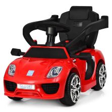 Дитяча каталка-толокар машина електромобіль 2 в 1 M 3592L-3 червона з батьківською ручкою **