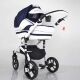 Коляска дитяча класична універсальна 2 в 1 MACAN White-Blue синьо-біла