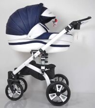 Коляска дитяча класична універсальна 2 в 1 MACAN White-Blue синьо-біла