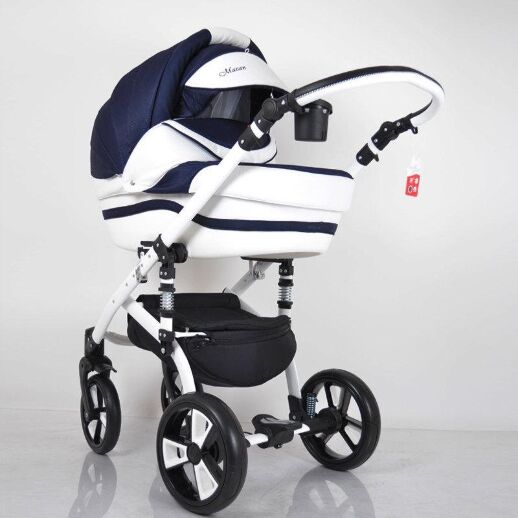 Коляска дитяча класична універсальна 2 в 1 MACAN White-Blue синьо-біла
