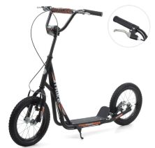 Двоколісний Самокат дорослий iTrike SR 2-045-1-B сталевий з ручним гальмом / колеса 14д / чорний**