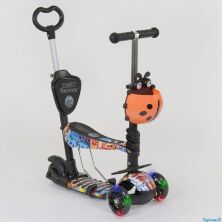 Самокат 5 в 1 триколісний 15600 Best Scooter Божа корівка абстракція чорний