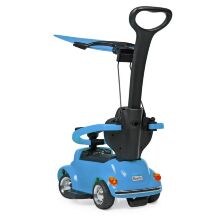 Дитяча каталка-толокар 2 в 1 JQ618L-4 батьківська ручка дах машина з мотором синій **