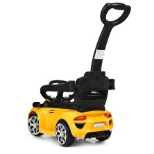 Дитяча каталка-толокар машина електромобіль 2 в 1 M 3592L-6 жовта з батьківською ручкою **