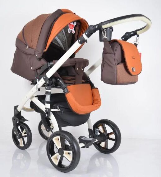 Коляска дитяча класична універсальна 2 в 1 MACAN Orange-Brown оранжево-коричнева