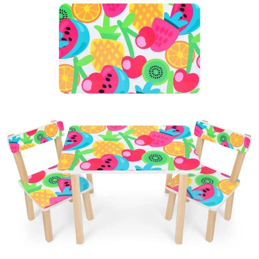 Дитячий пластиковий столик з двома стільчиками Bambi ETZY-13 бежево-коричневий