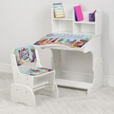 Дитяча регульована парта зі стільчиком растишка Bambi W 2071-102-1 / Колір білий Лялечки**