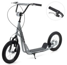 Двоколісний Самокат дорослий iTrike SR 2-045-1-G сталевий з ручним гальмом / колеса 14д / сірий**