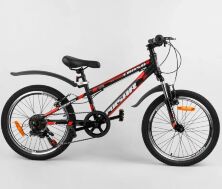 Спортивний велосипед Corso «Pulsar» 36287 колеса 20 дюймів Shinemax 7 швидкостей чорно-червоний