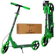 Складаний двоколісний дитячий самокат iTrike SR2-010-2-1-GR підлітковий з ручним гальмом і підніжкою зелений