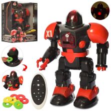 Робот на радіоуправлінні 27116, червоний, стріляє дисками, ходить, танцює, програмується