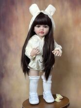 Велика вінілова лялька ручної роботи Reborn Baby Doll зі справжнім волоссям та красивими очима