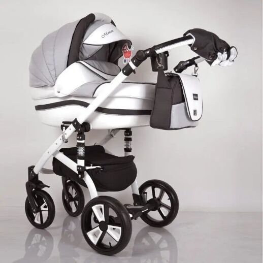 Коляска дитяча класична універсальна 2 в 1 MACAN White / Grey сіро-біла