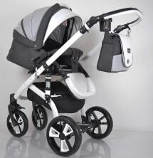Коляска дитяча класична універсальна 2 в 1 MACAN White / Grey сіро-біла