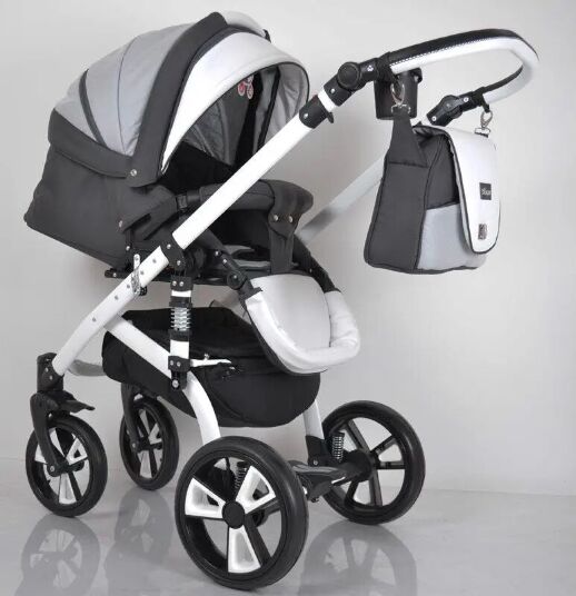 Коляска дитяча класична універсальна 2 в 1 MACAN White / Grey сіро-біла