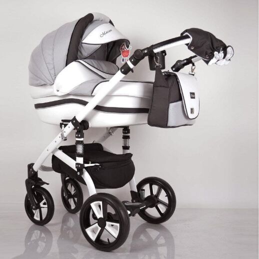 Коляска дитяча класична універсальна 2 в 1 MACAN White / Grey сіро-біла